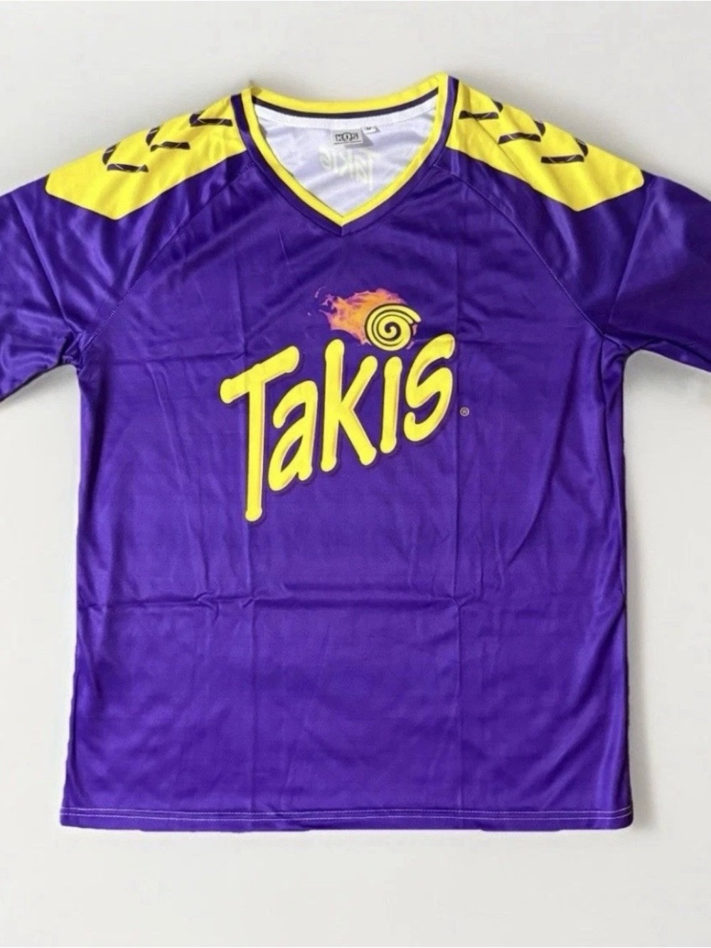 TAKI’s Soccer Jersey Purple & Yellow Logo (Size Small) NEW